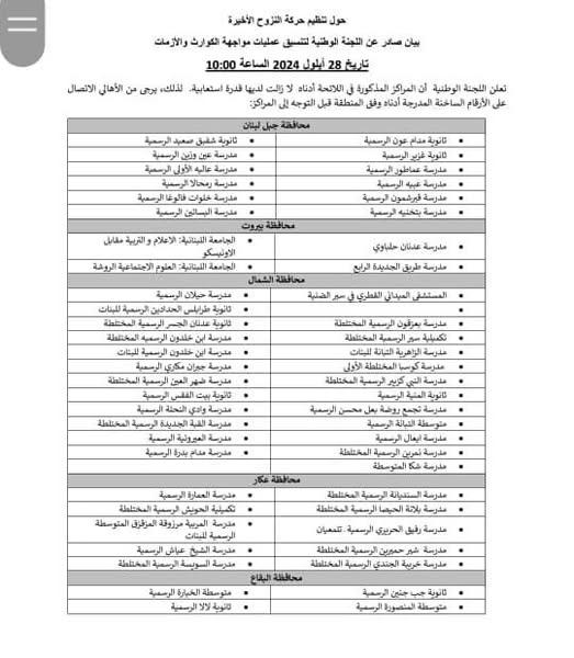 توجيهات للنازحين